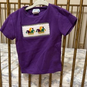 Vive la fete Mardi Gras smocked shirt. 12 months